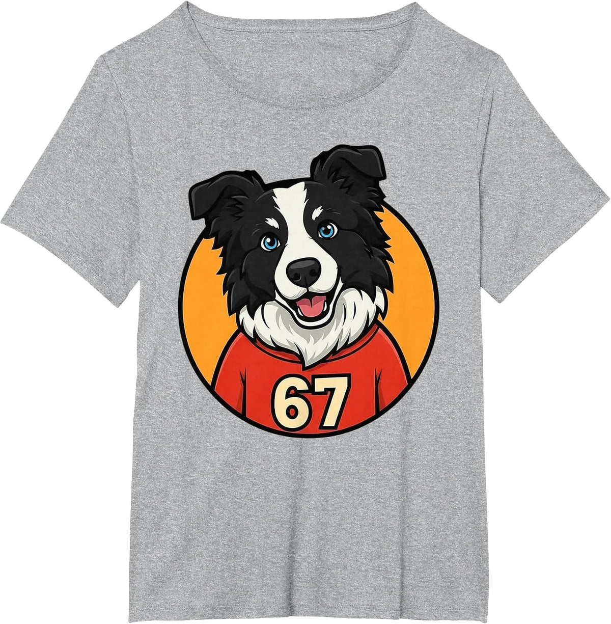 67 Border Collie Funny Trend T-Shirt - Heather Grey