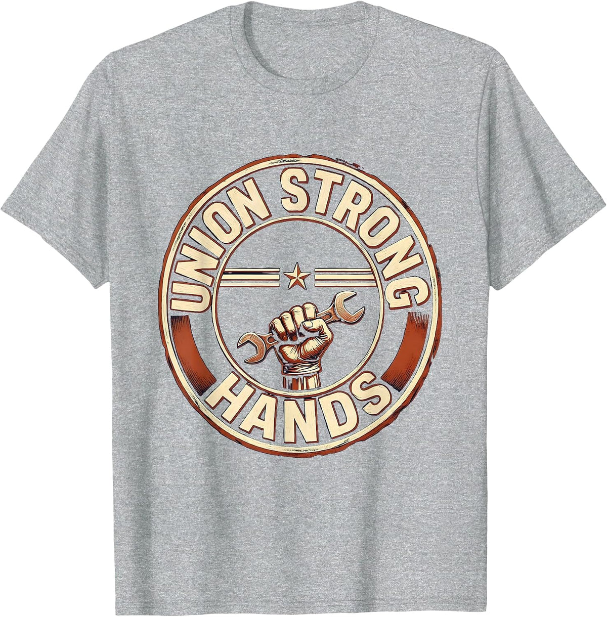 Men's Union Strong Hands Skilled Trade Worker Labor Day T-Shirt - Heather Grey