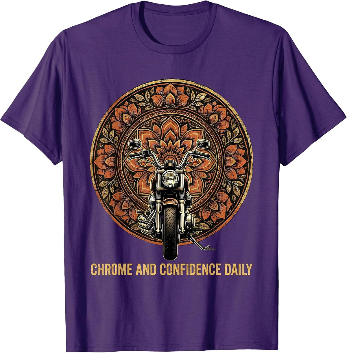 Men's Chrome and Confidence Daily Motorcycle Design T-Shirt - Purple