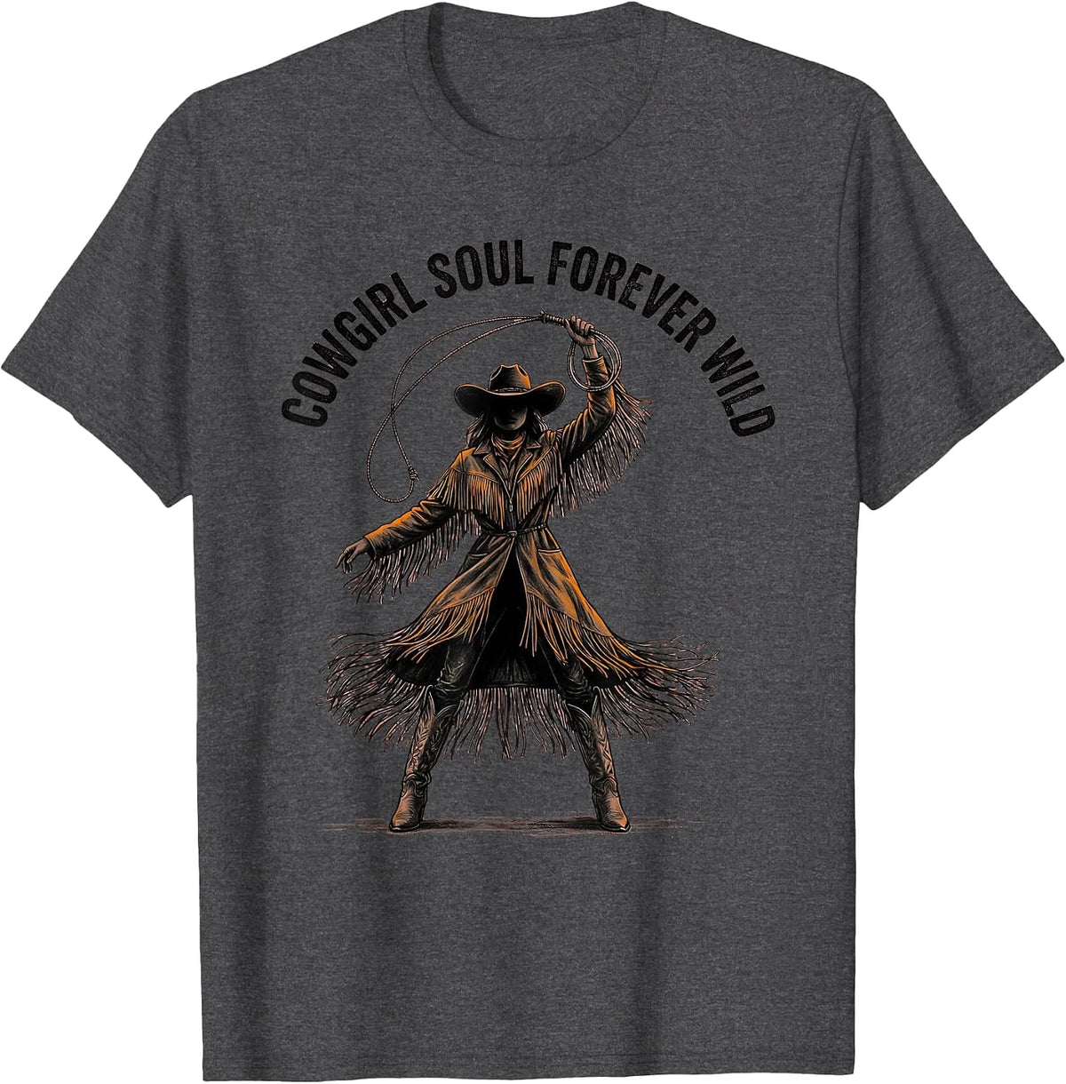 Men's Cowgirl Soul Forever Wild Western Design T-Shirt - Dark Heather Grey