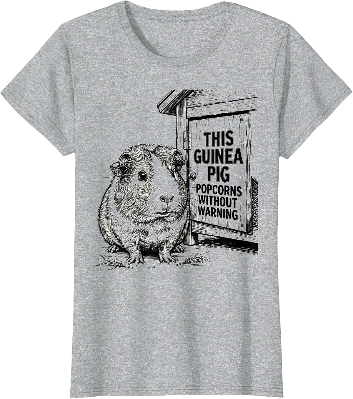 This Guinea Pig Popcorns Without Warning Funny Pig Lover T-Shirt - Heather Grey