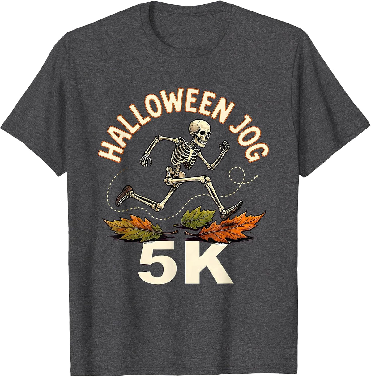 Halloween Jog 5K Funny Skeleton Runner 5K Race Matching T-Shirt - Dark Heather Grey