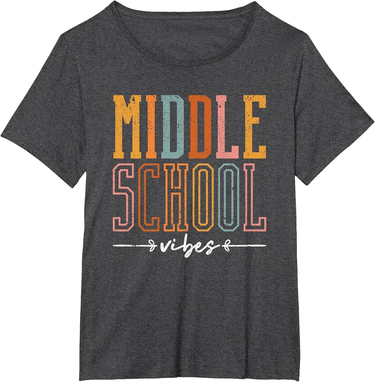 Middle School Vibes Funny Teacher Student Learning Education T-Shirt - Dark Heather Grey