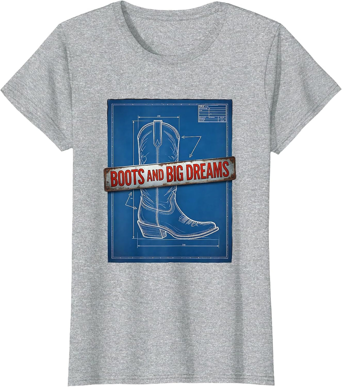 Boots and Big Dreams Western Graphic T-Shirt - Heather Grey
