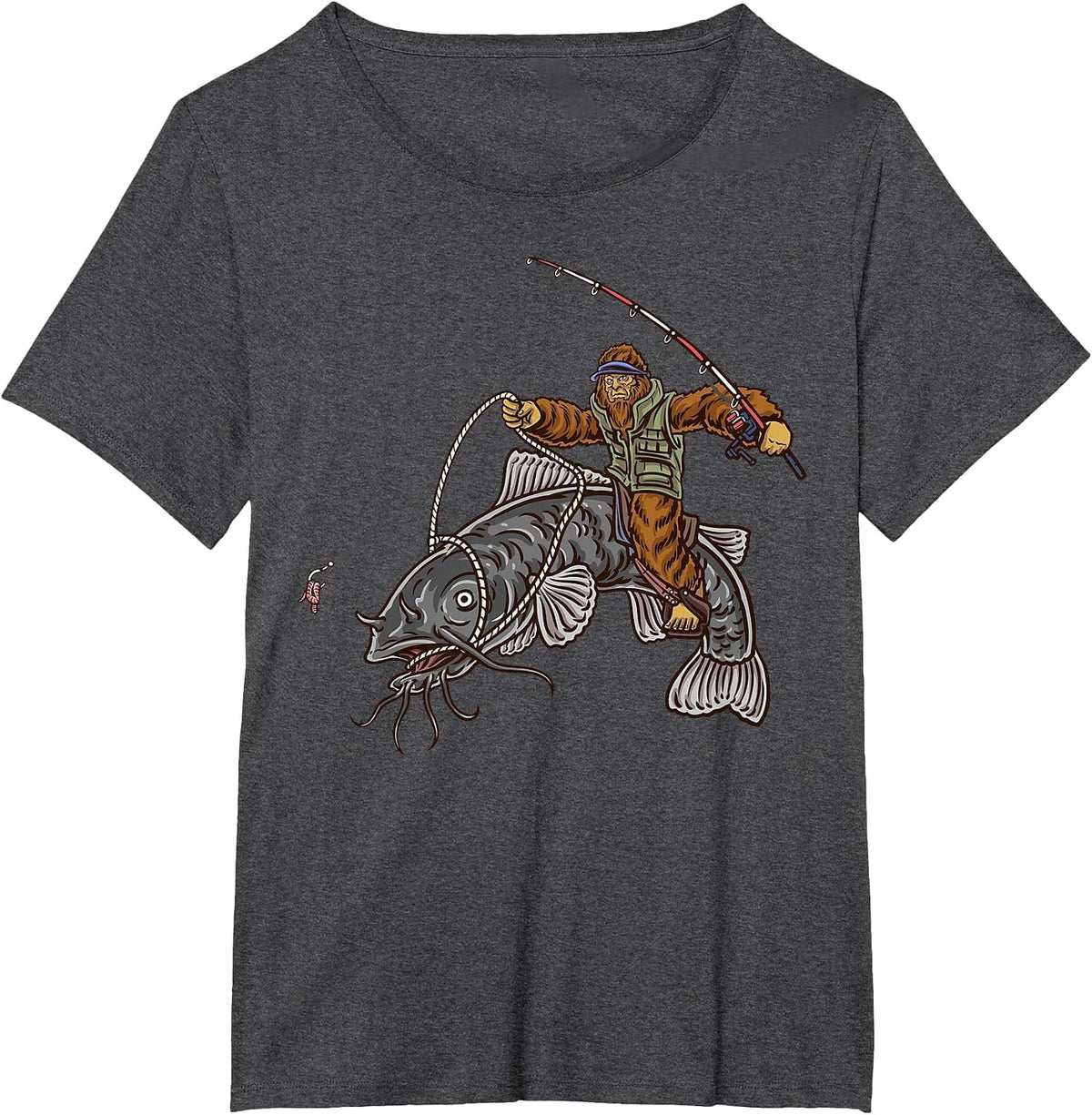 Catfishing Bigfoot Hunting Catfishermen T-Shirt - Dark Heather Grey