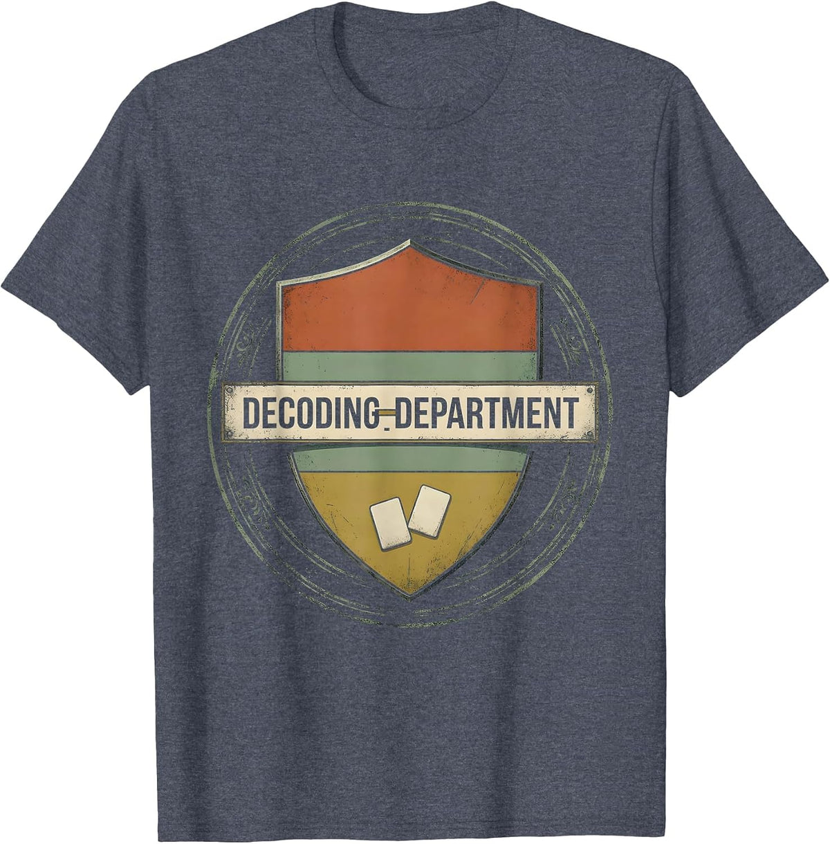 Decoding Department Vintage Dyslexia Teacher Specialist T-Shirt - Heather Blue