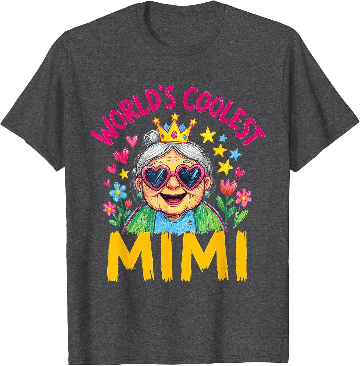 Men's World's Coolest Mimi Grandmother Design T-Shirt - Dark Heather Grey