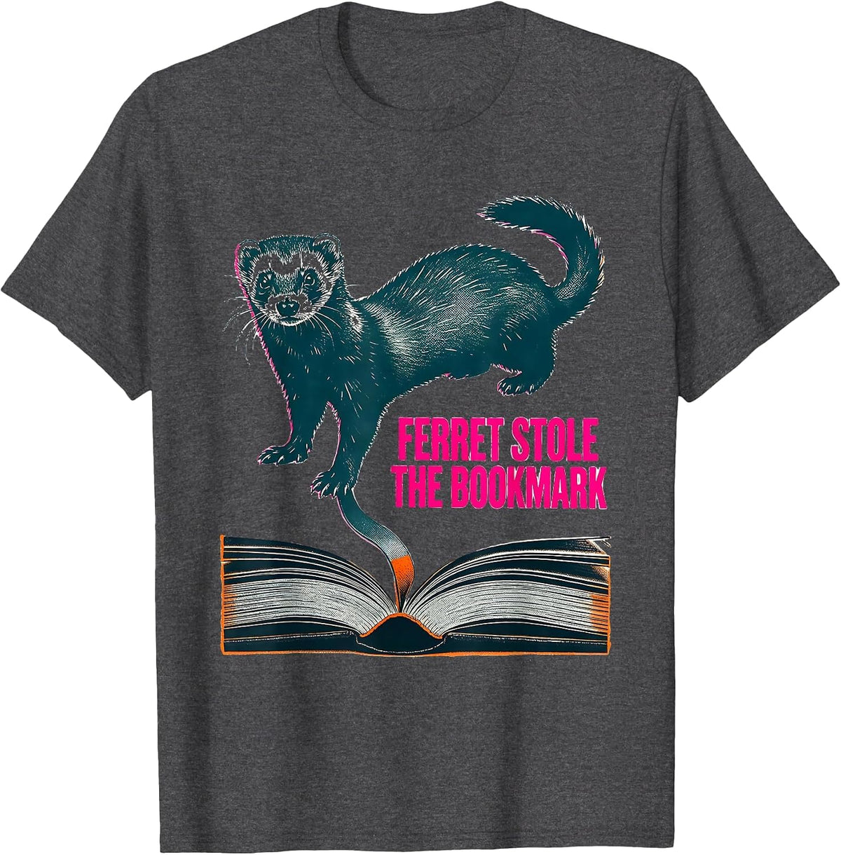 Men's Ferret Stole The Bookmark Funny Ferret Lover Gift T-Shirt - Dark Heather Grey