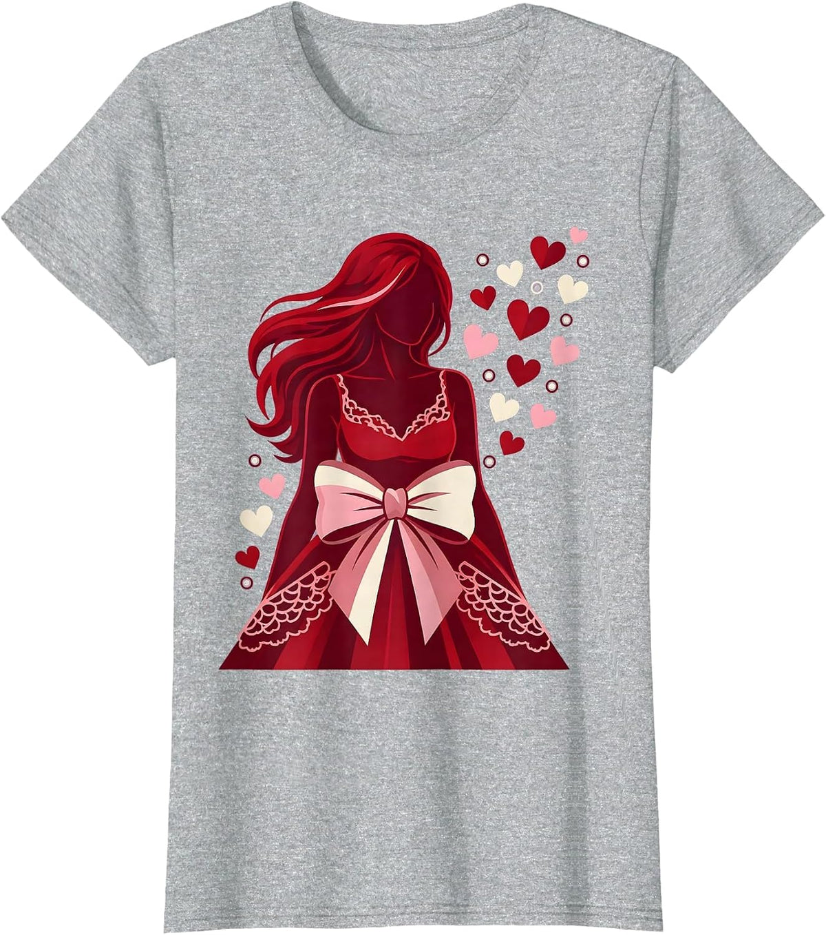 Women's Mimi Love Hearts Silhouette Graphic Design T-Shirt - Heather Grey