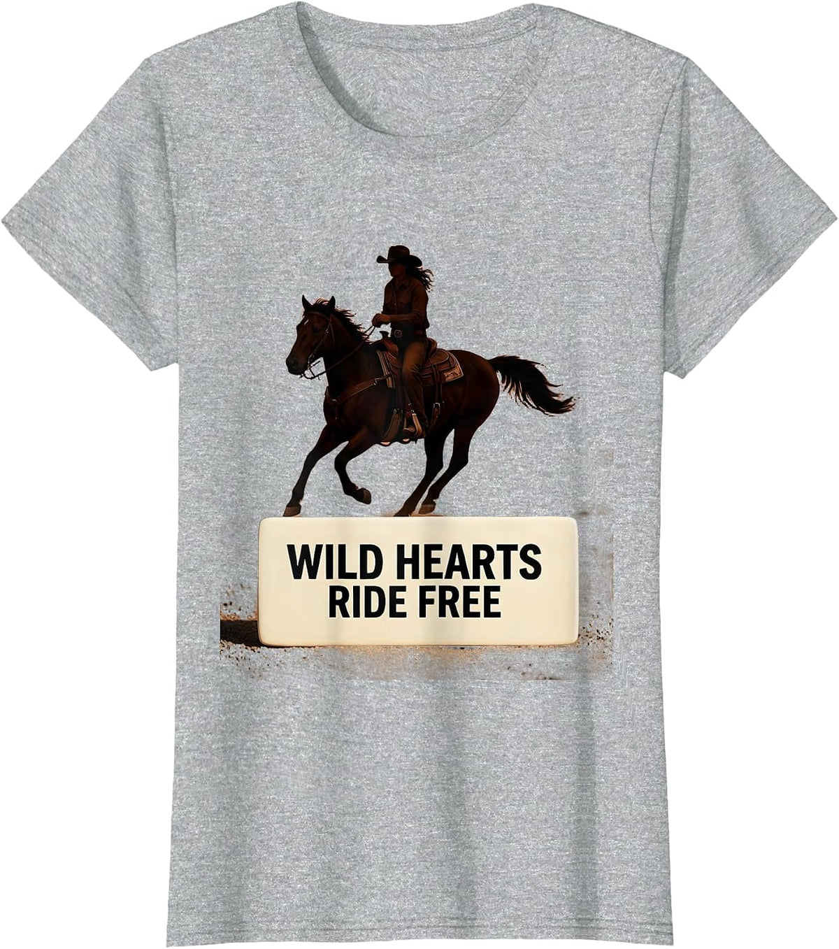 Women's Wild Hearts Ride Free Cowgirl Design T-Shirt - Heather Grey
