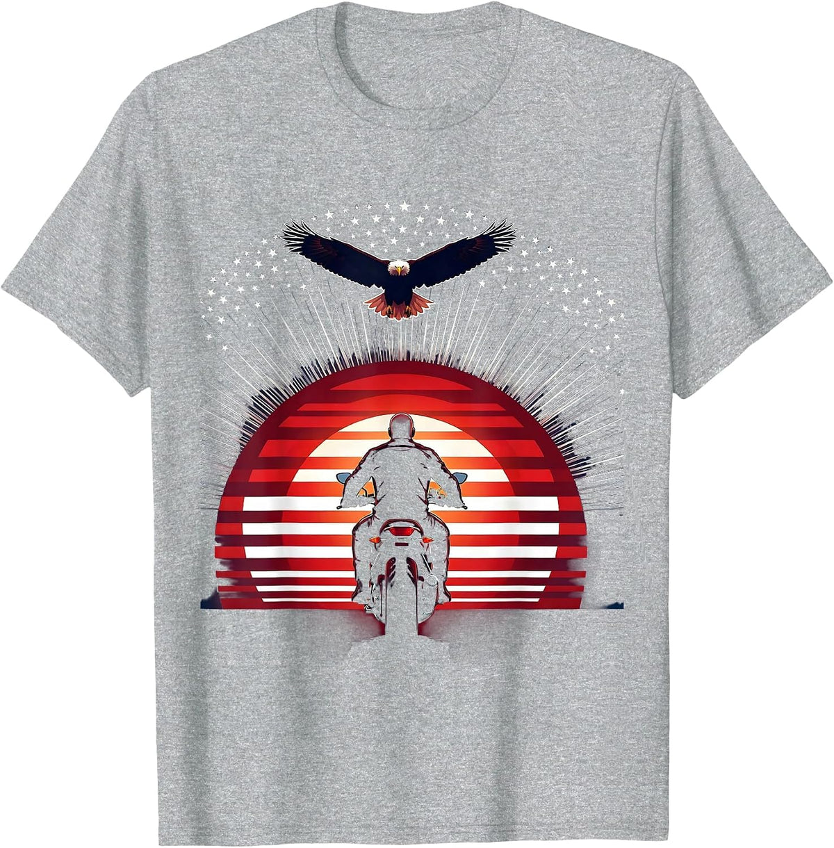 Men's Freedom Lone Rider Motorcycle Sunset Graphic T-Shirt - Heather Grey