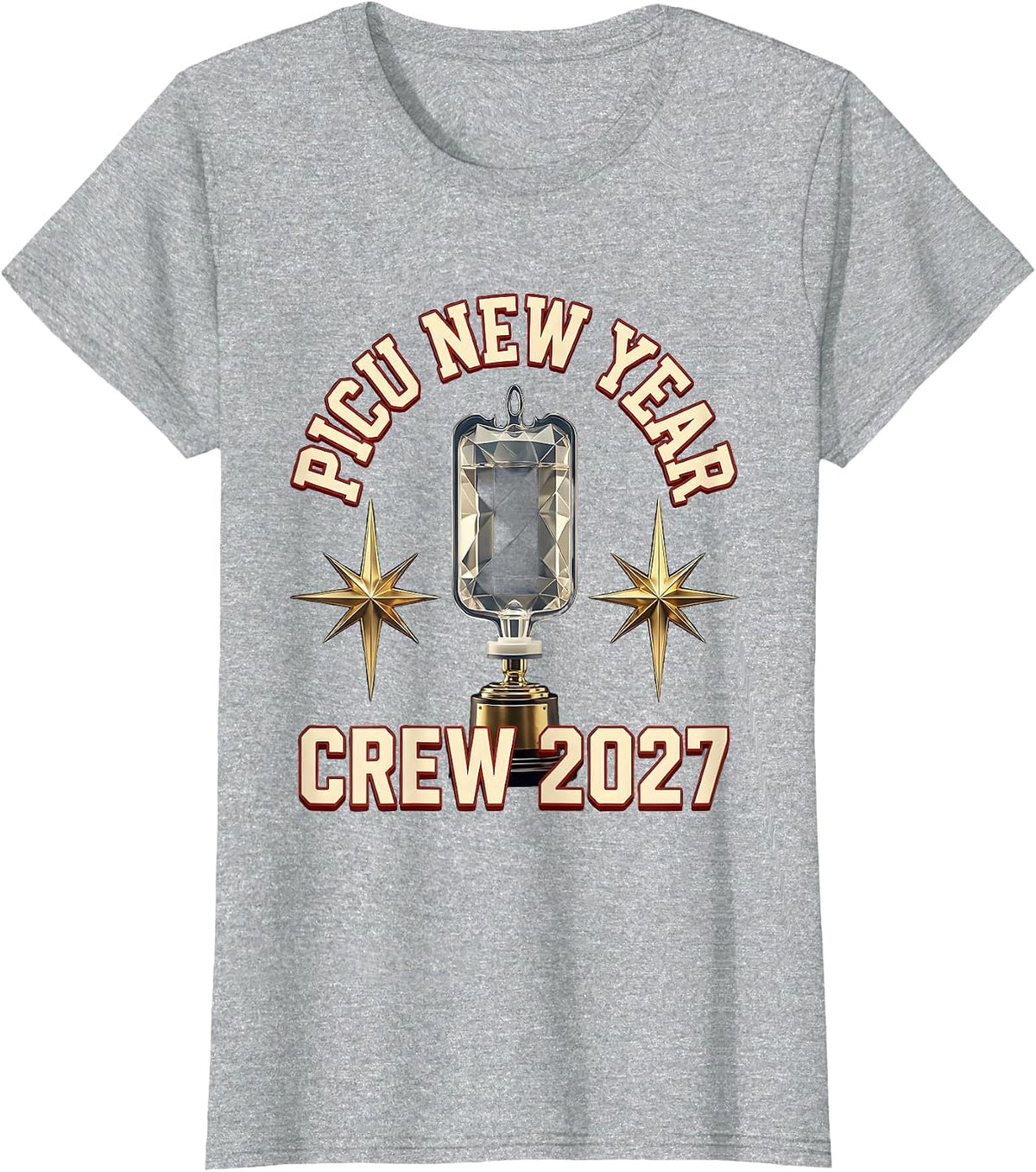 Women's PICU New Year Crew 2027 Sports Nurse ICU NICU New Year Eve T-Shirt - Heather Grey