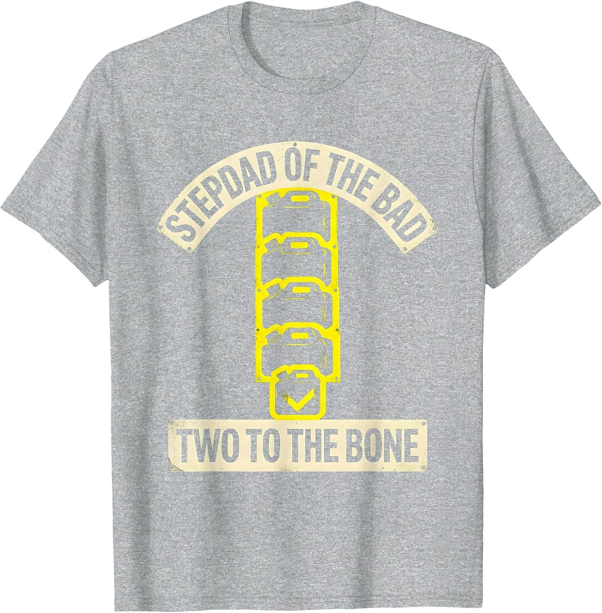 Men's Stepdad Of The Bad Two To The Bone Funny Biker Family T-Shirt - Heather Grey
