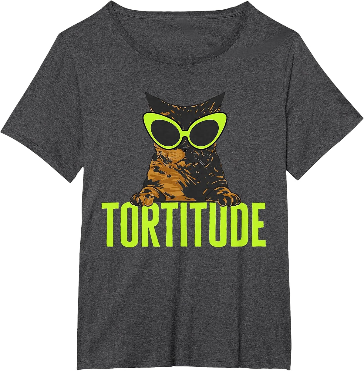 Cool Tortoiseshell Cat Tortitude Tortie Cat T-Shirt - Dark Heather Grey