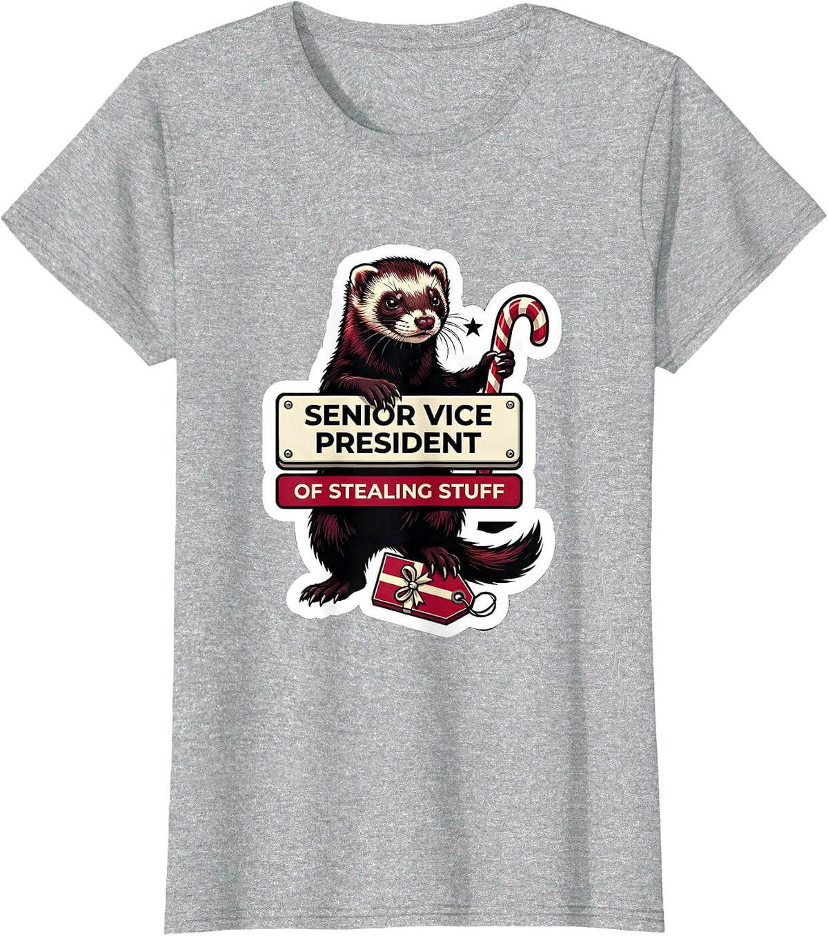 Senior Vice President Of Stealing Stuff Ferret Lover T-Shirt - Heather Grey
