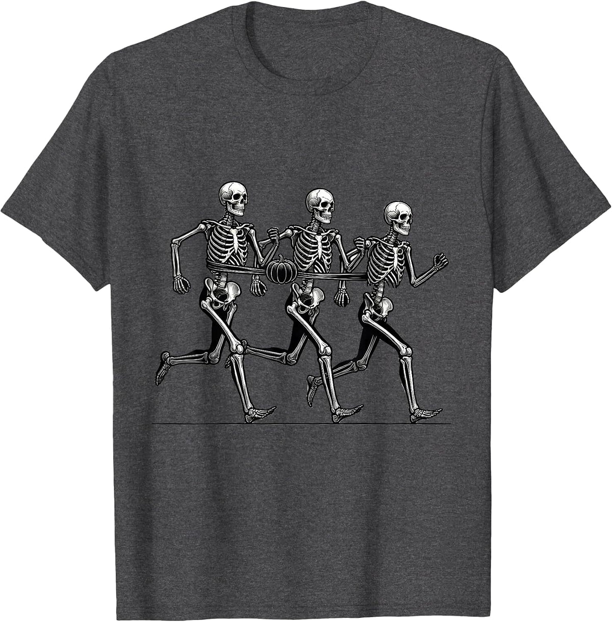 Skeleton Runners Halloween 5K Race Matching Fun Run T-Shirt - Dark Heather Grey