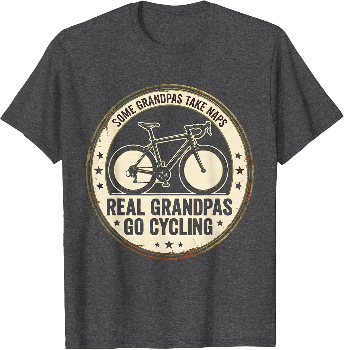 Some Grandpas Take Naps Real Grandpas Go Cycling Vintage T-Shirt - Dark Heather Grey