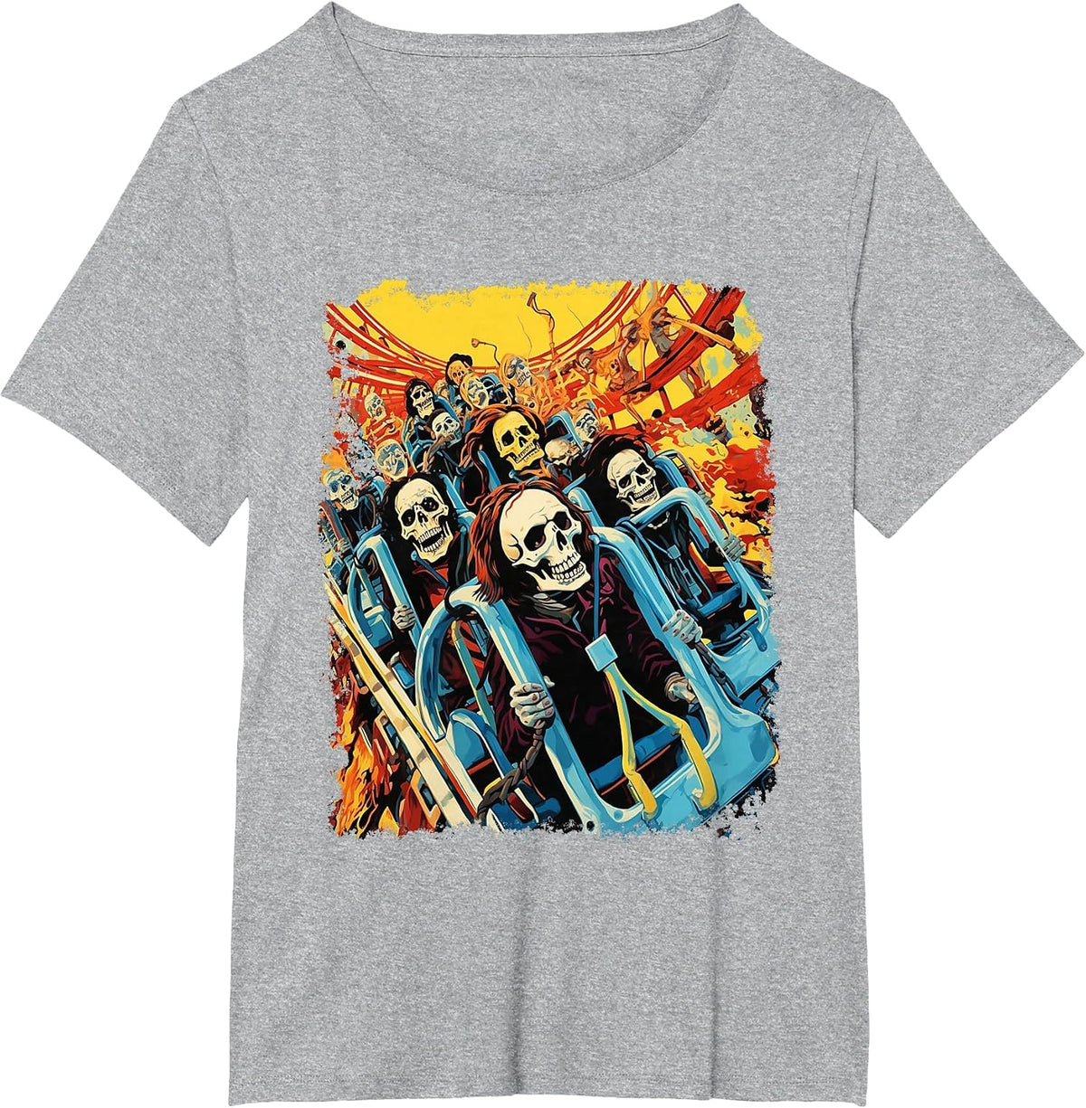 Skeleton Roller Coaster T-Shirt - Heather Grey