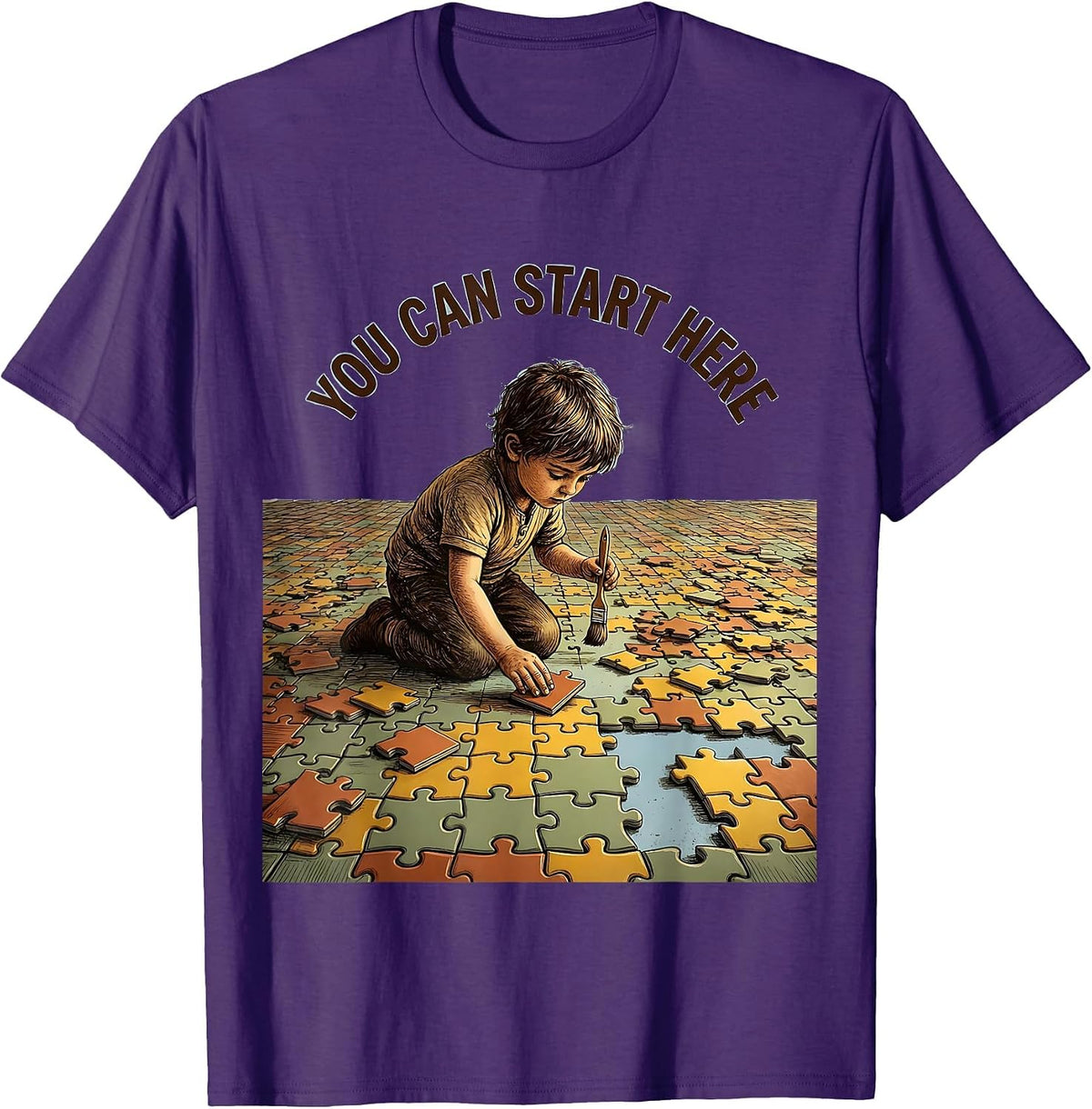 You Can Start Here Motivational Teacher Affirmation T-Shirt - Purple