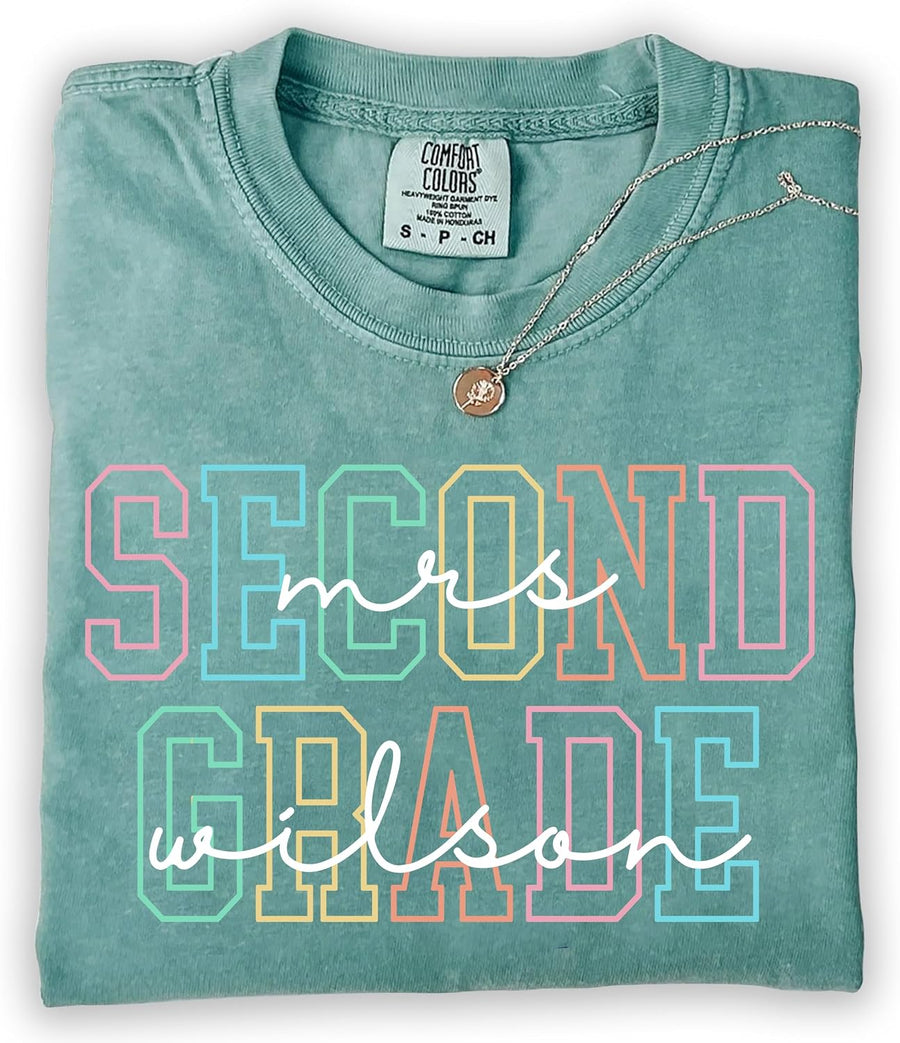 Personalized Second Grade Teacher Shirts for Women, First Day of School Shirts, Custom 2nd Grade Teacher Gifts, Elementary