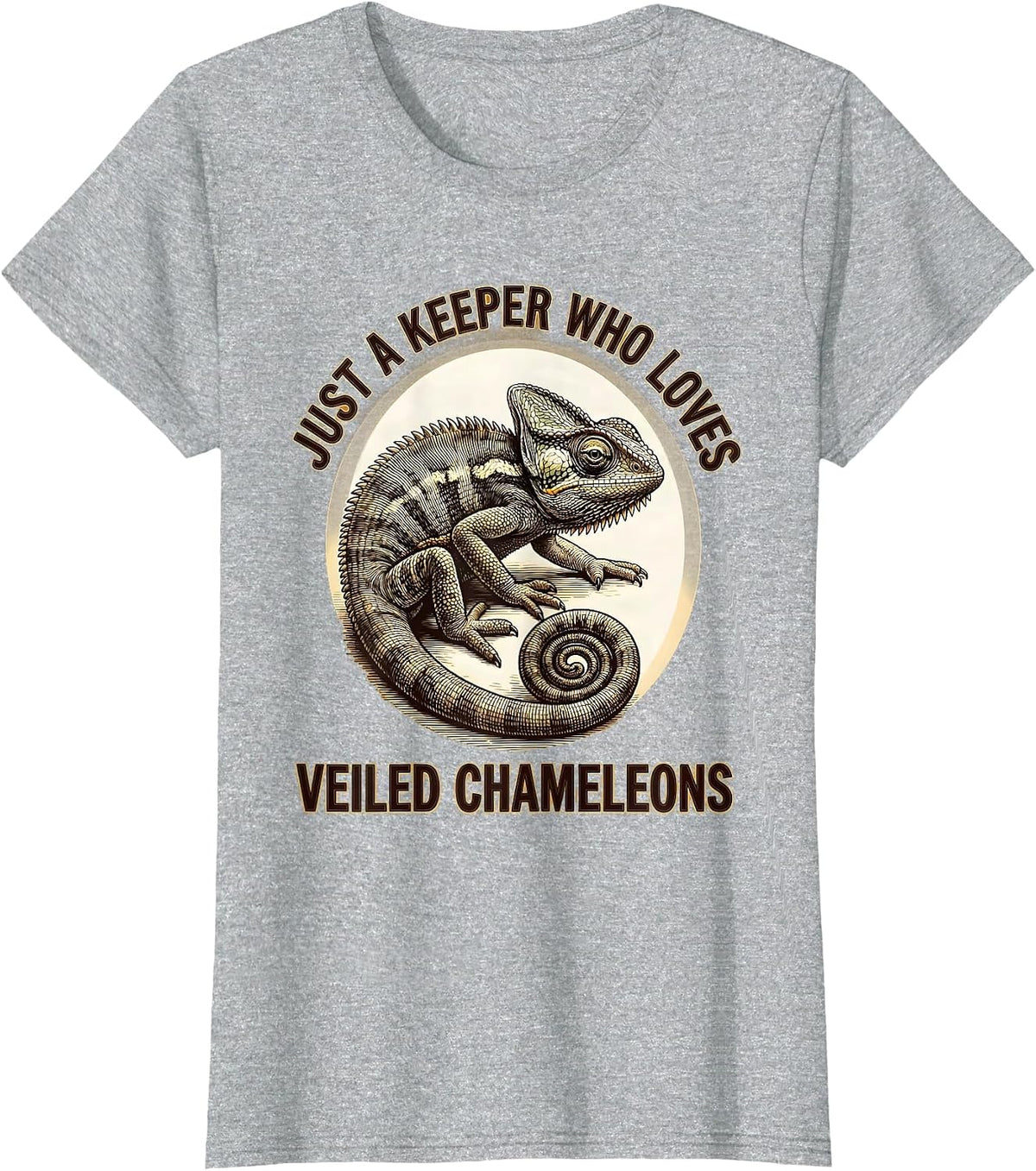 Just A Keeper Who Loves Veiled Chameleons Reptile Humor T-Shirt - Heather Grey