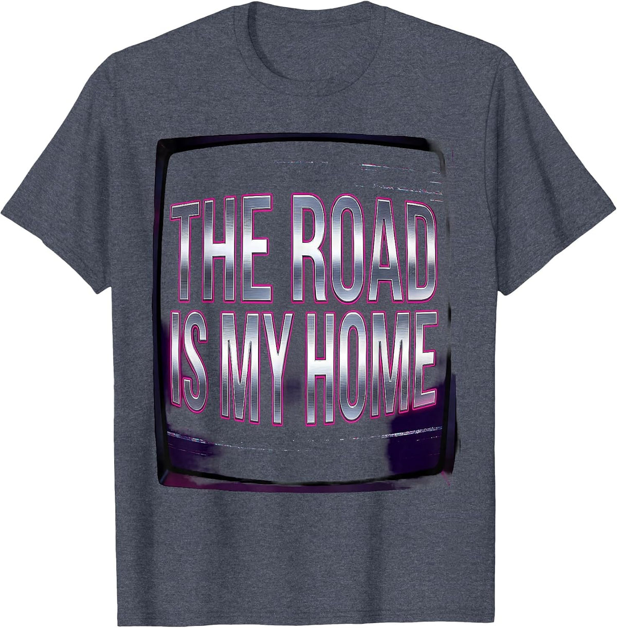 The Road Is My Home Motorcycle Rider Design T-Shirt - Heather Blue