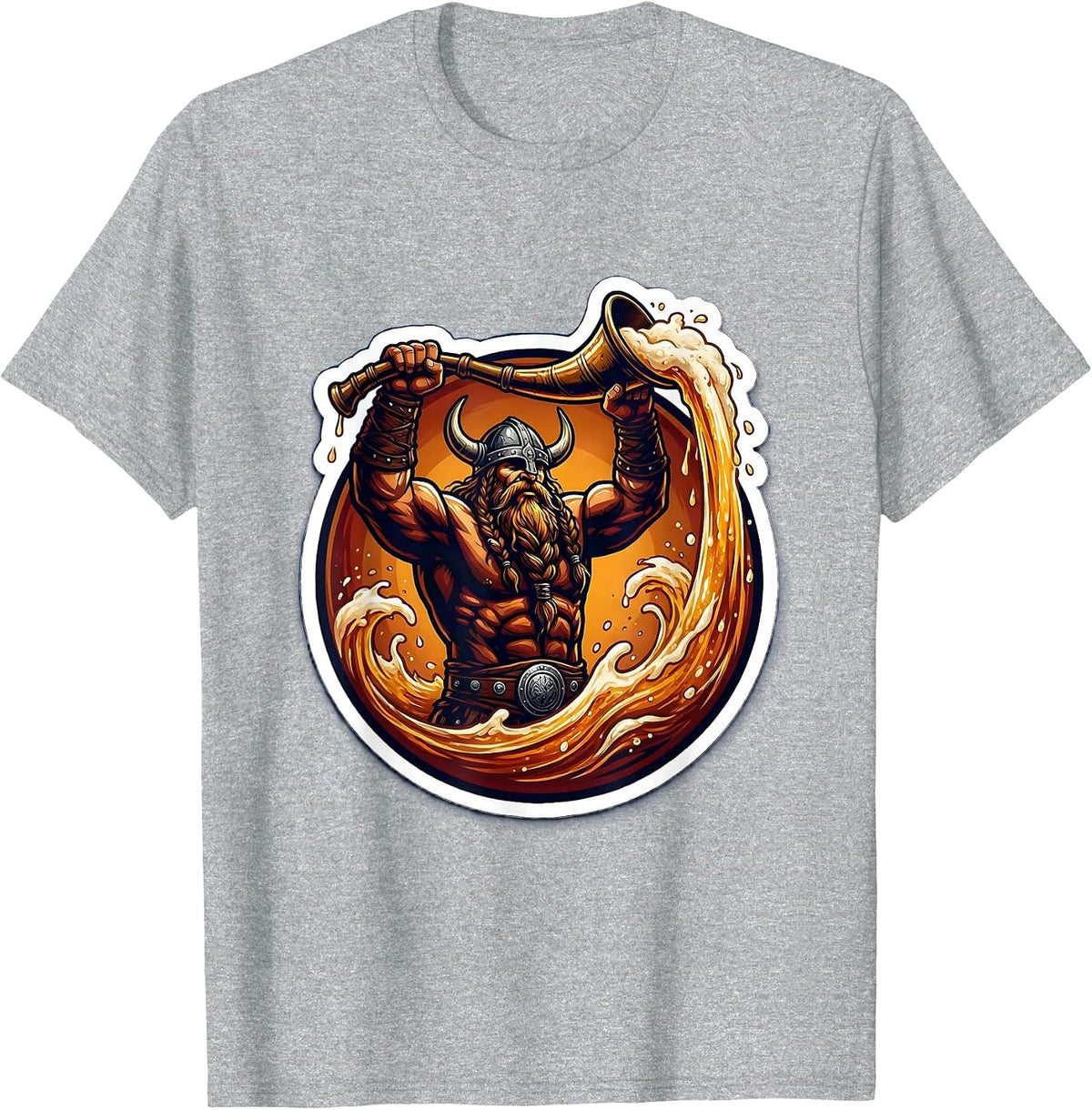 Men's Funny Viking Drinking Horn Raise Celebration T-Shirt - Heather Grey