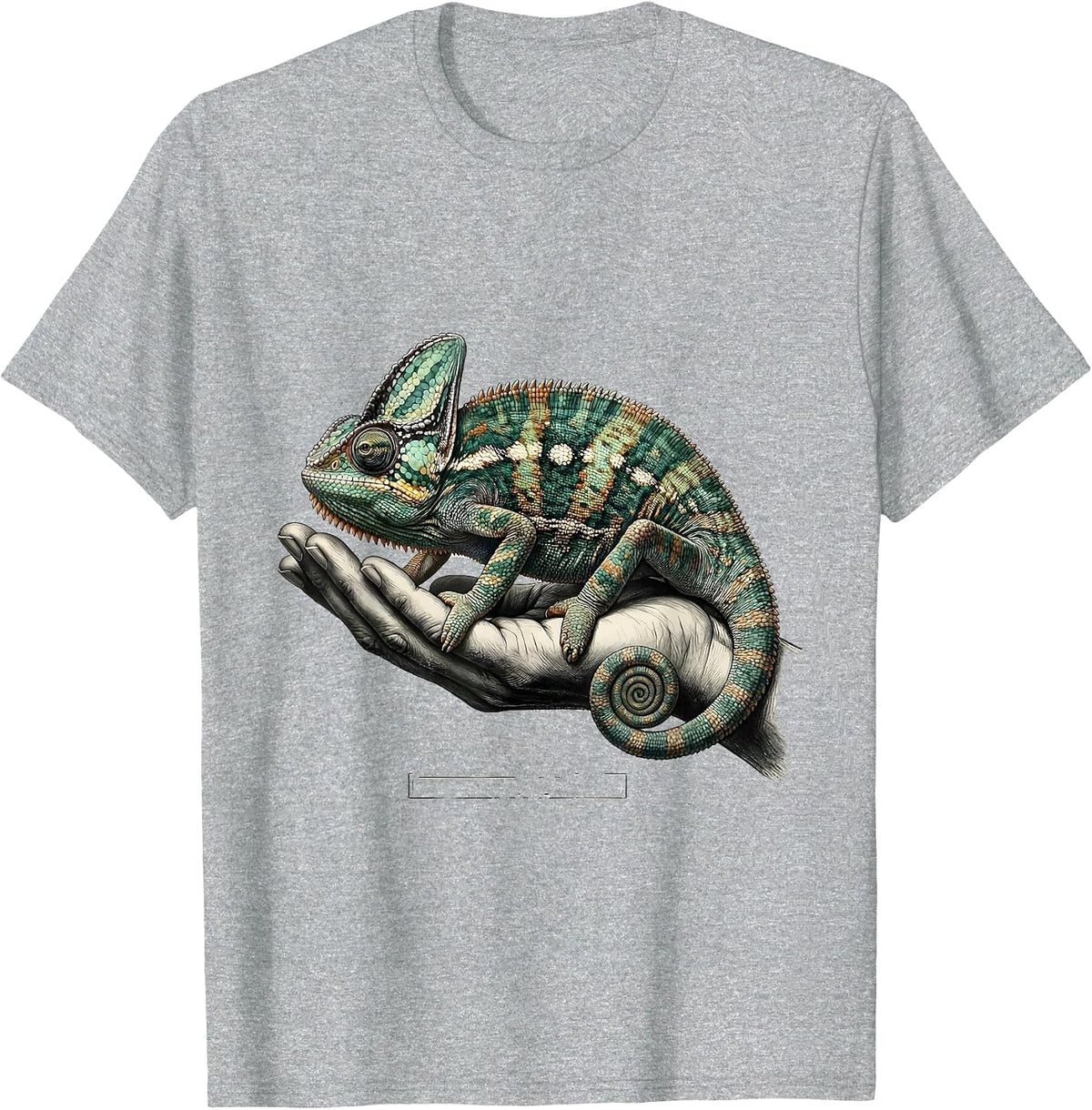 Men's Crested Chameleon Botanical Pet Keeper Cute Reptile T-Shirt - Heather Grey
