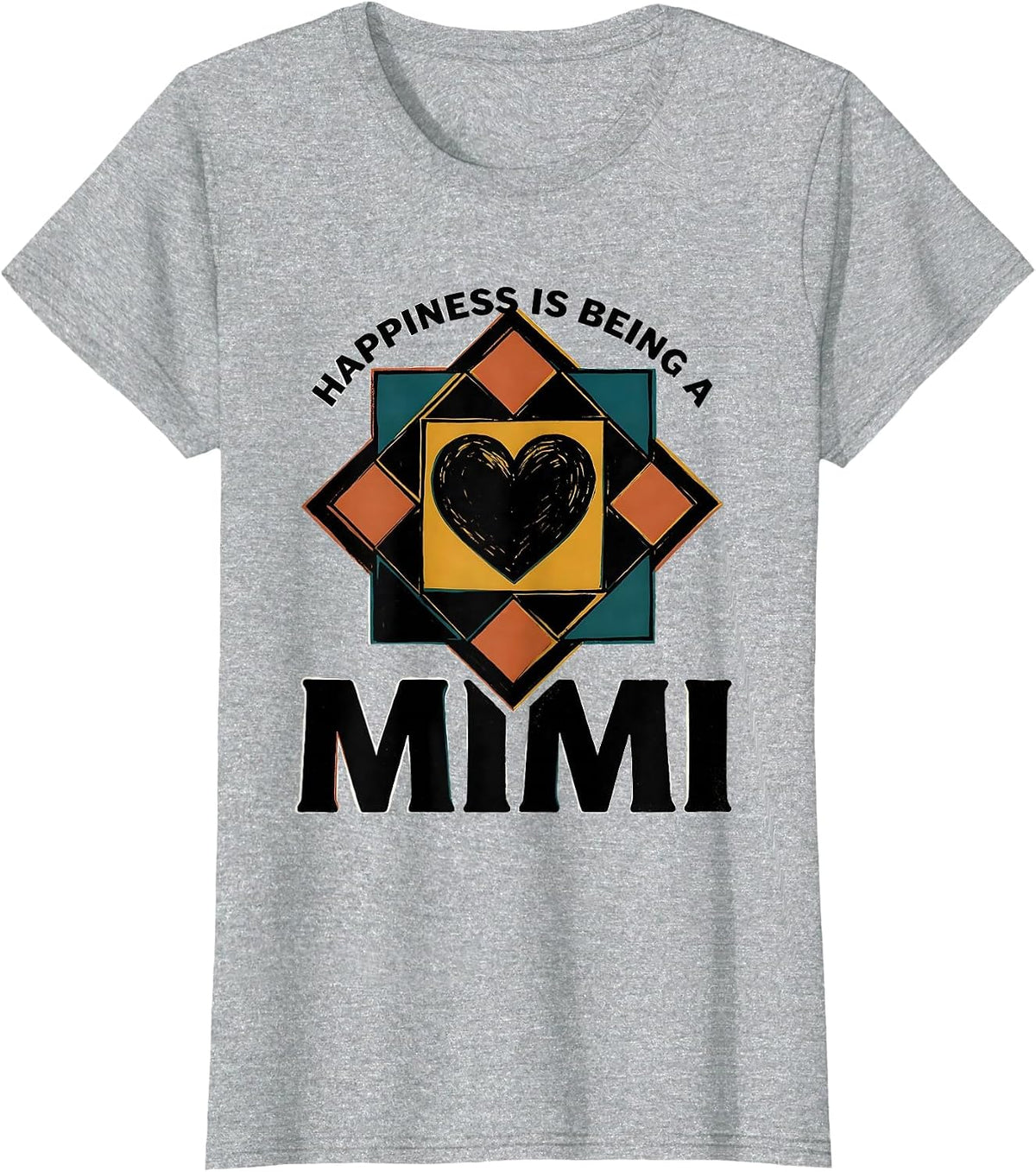Happiness Is Being A Mimi Grandma Keepsake Gift T-Shirt - Heather Grey