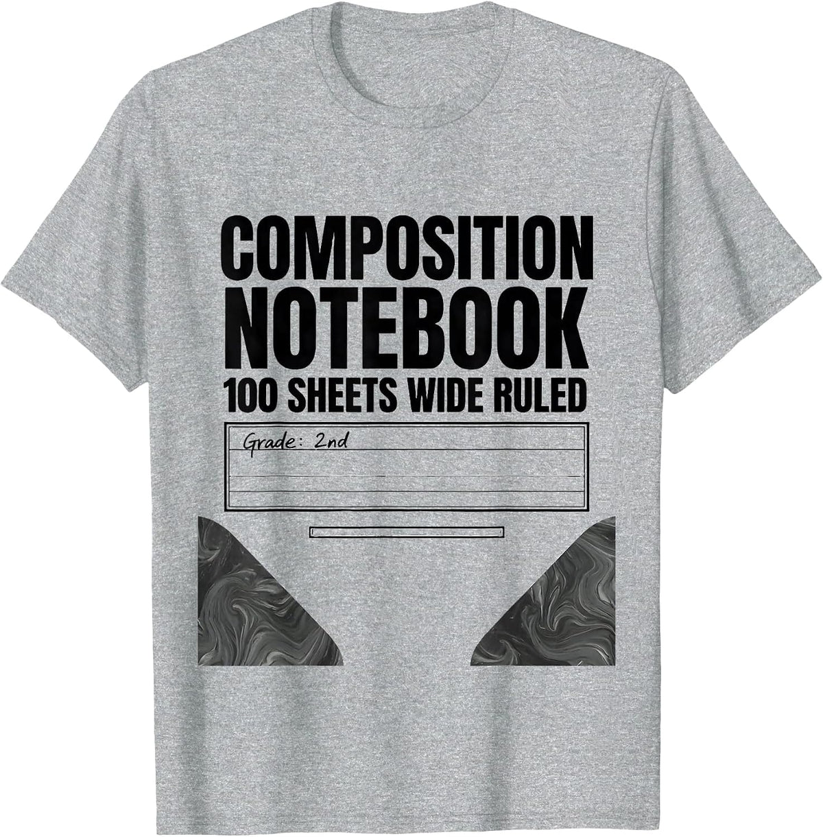 Men's Composition Notebook 100 Sheets Wide Ruled — Grade: 2nd T-Shirt - Heather Grey