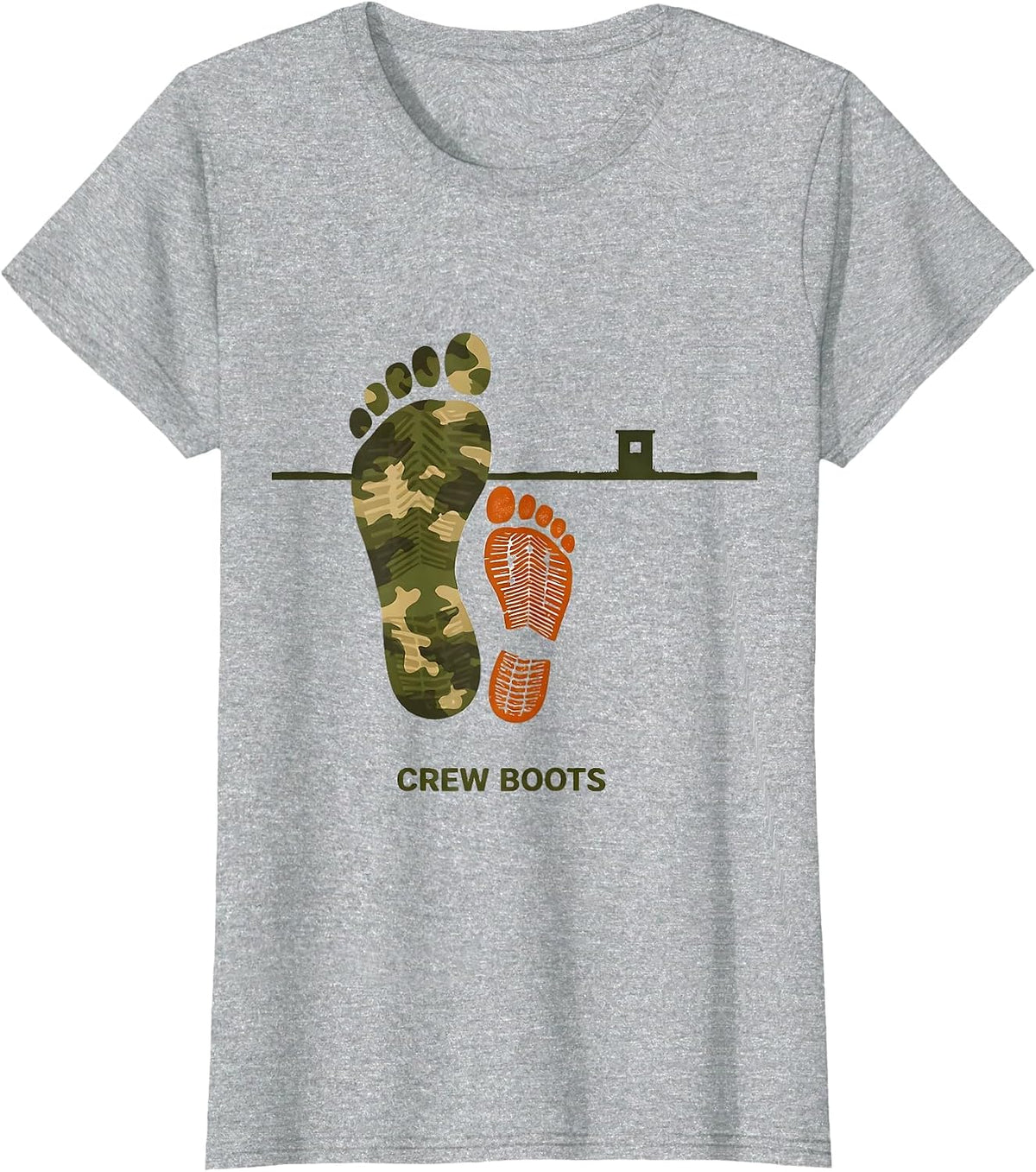 Women's Crew Boots Camo Deer Hunting Youth Funny Hunting Family T-Shirt - Heather Grey