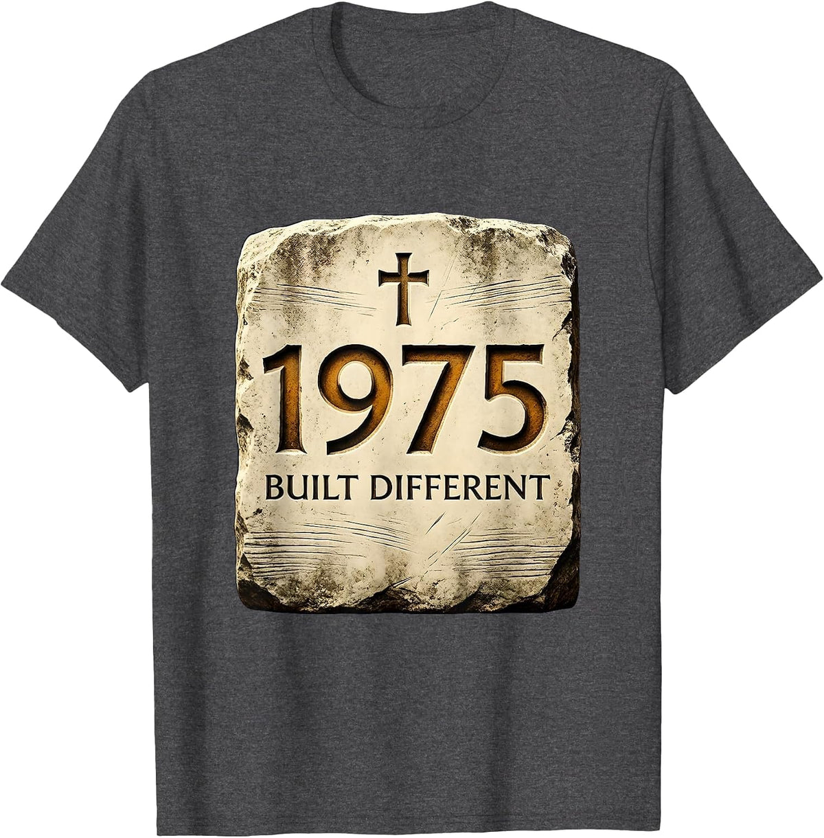 1975 Built Different Vintage Birth Year Design T-Shirt - Dark Heather Grey