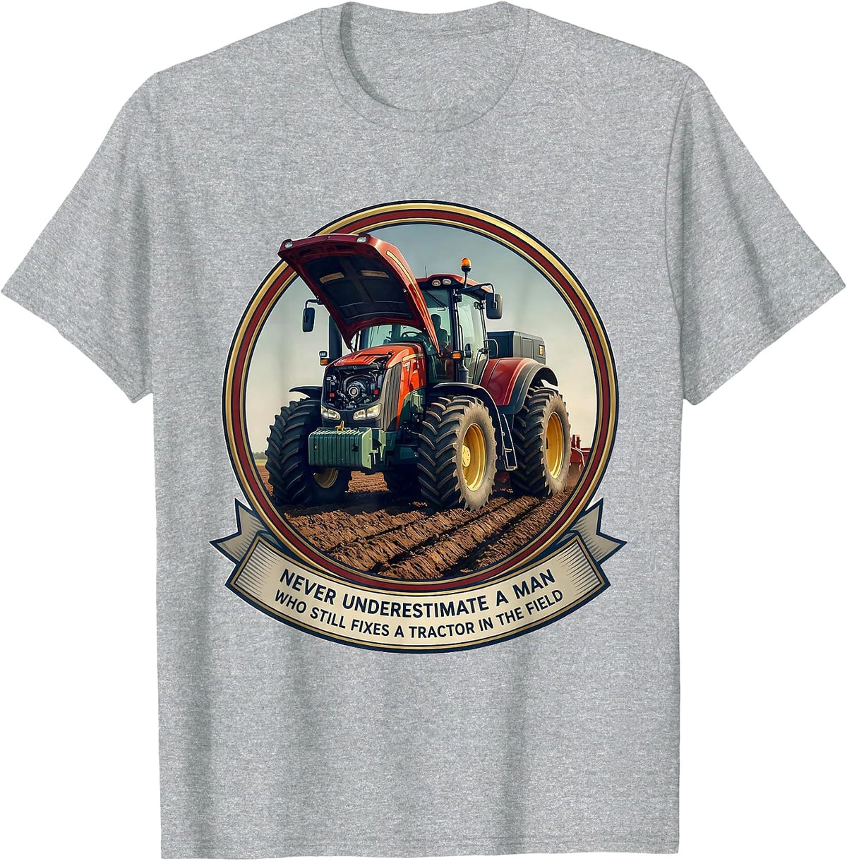 Men's Never Underestimate A Man Who Fixes A Tractor T-Shirt - Heather Grey