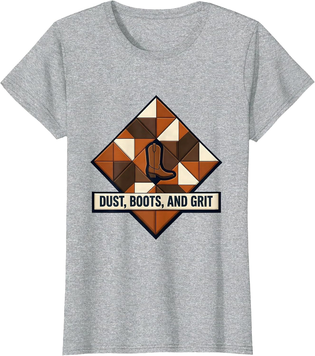 Dust Boots and Grit Cowboy Western Design T-Shirt - Heather Grey