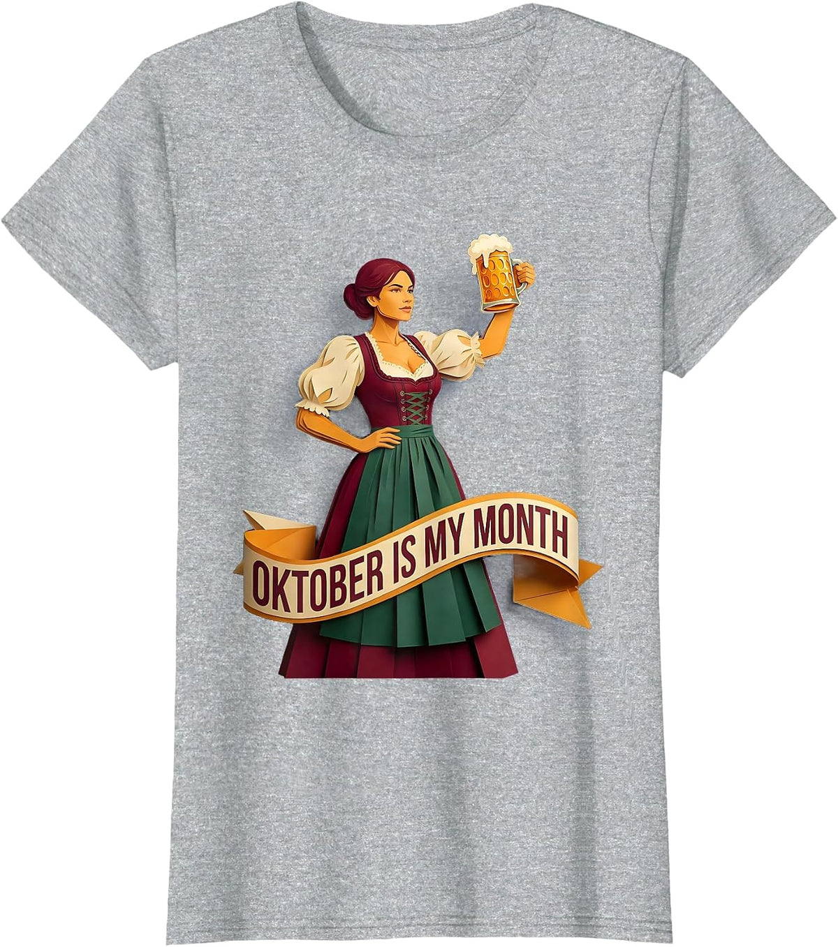 Oktober Is My Month Oktoberfest Celebration Design T-Shirt - Heather Grey