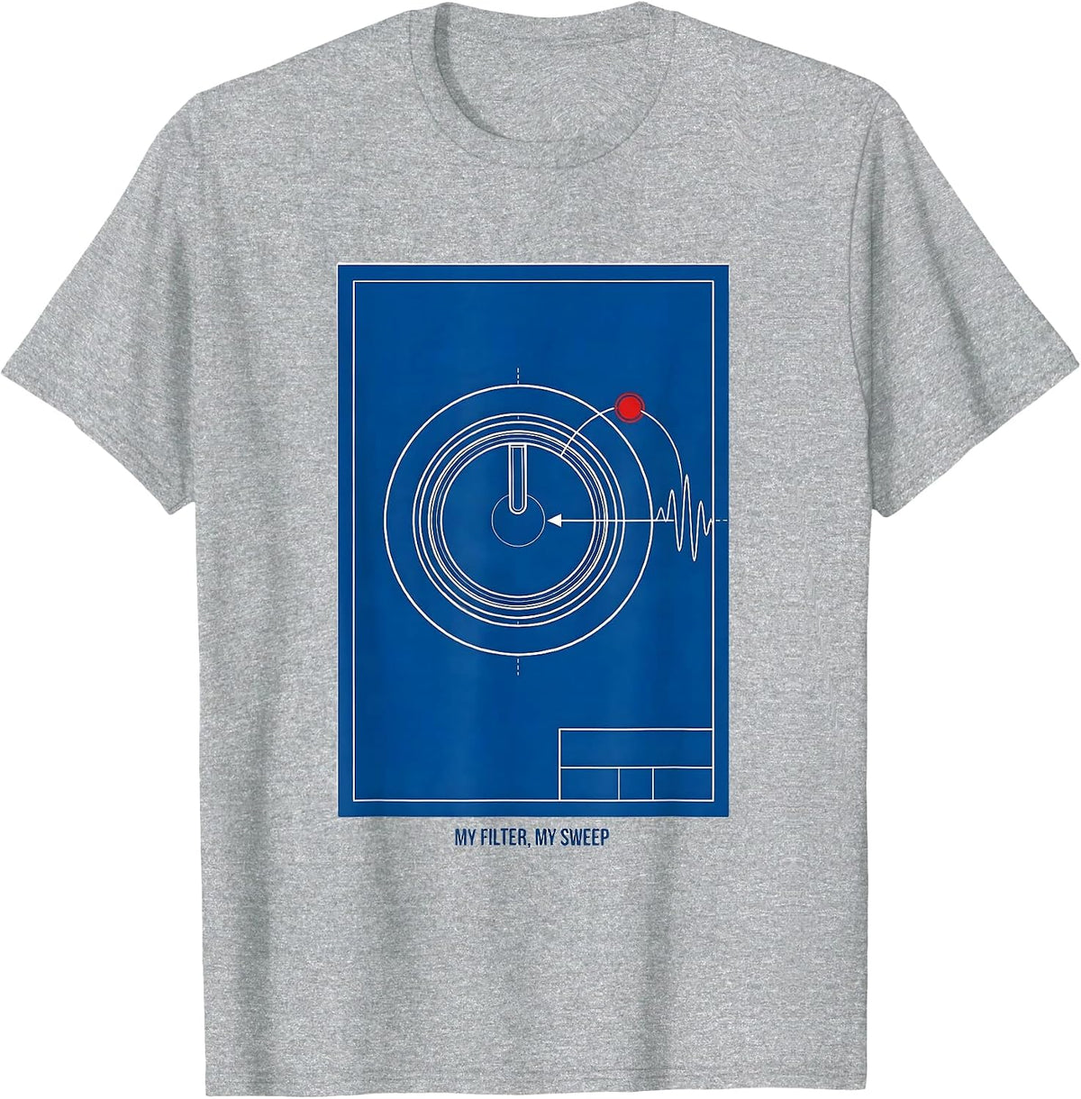 Men's My Filter, My Sweep Technical Blueprint DJ Gift Retro EDM T-Shirt - Heather Grey