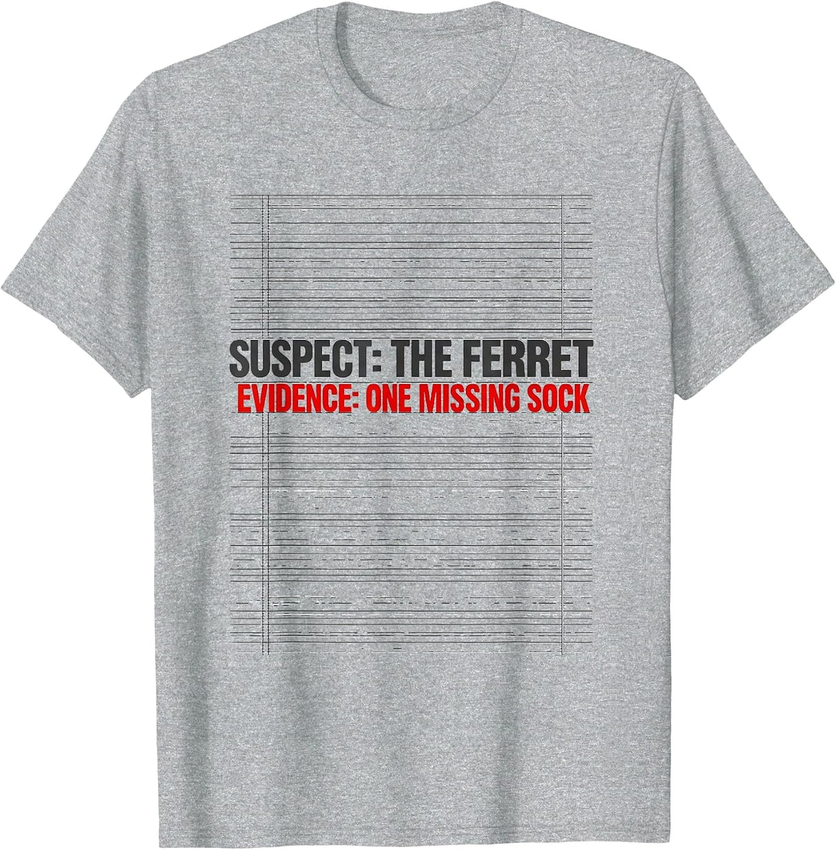 Men's Suspect: The Ferret. Evidence: One Missing Sock Funny T-Shirt - Heather Grey