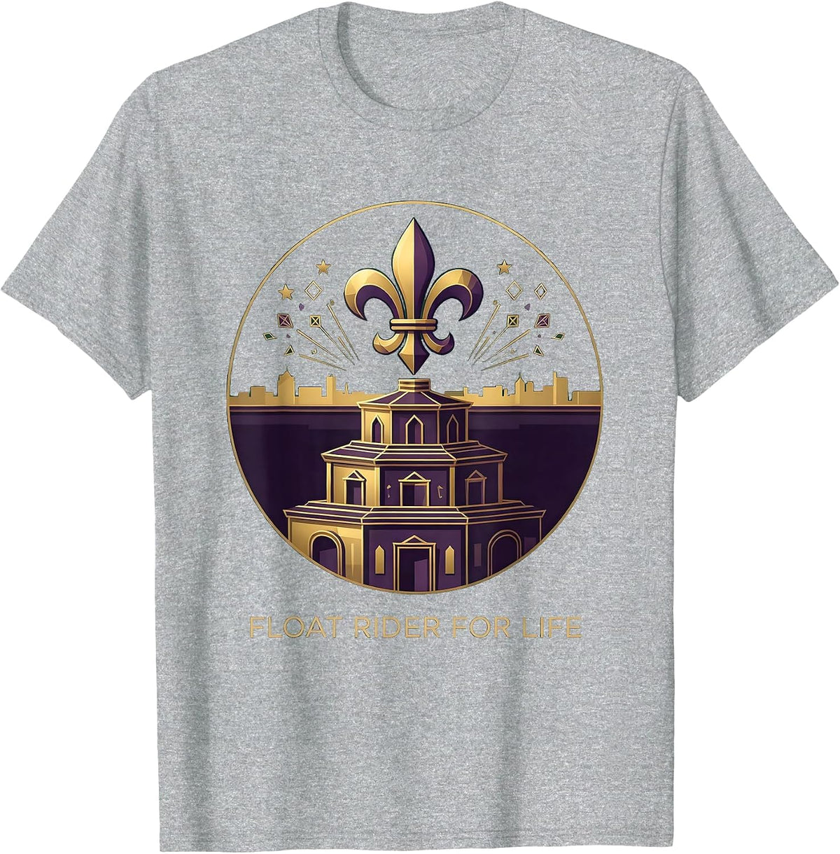 Men's Float Rider For Life Mardi Gras Design T-Shirt - Heather Grey