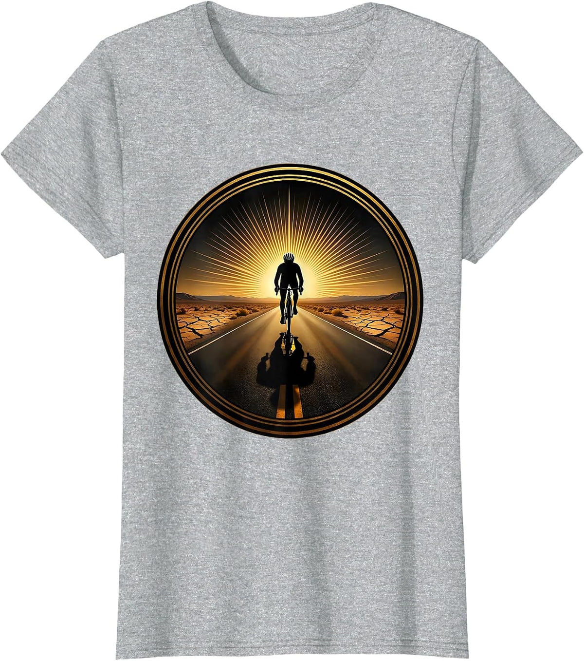 Women's Cyclist Shadow Desert Highway Graphic T-Shirt - Heather Grey