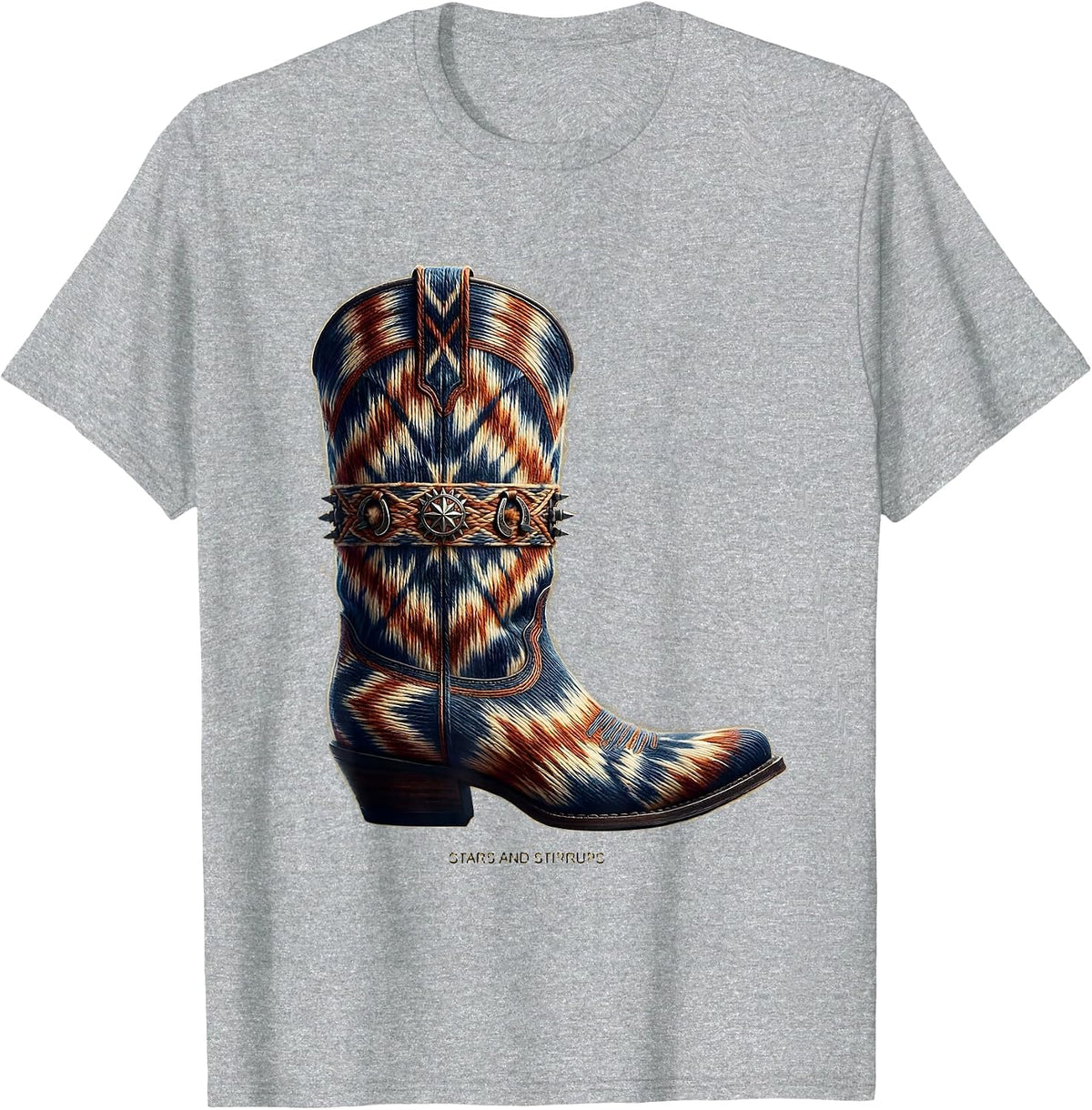 Men's Stars and Stirrups Western Cowboy Design T-Shirt - Heather Grey