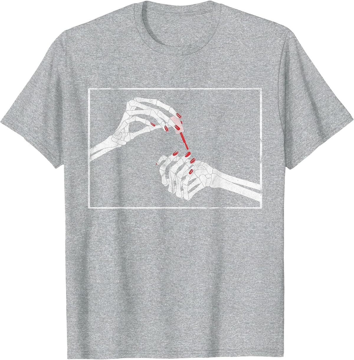 Halloween's Fave Nail Tech: Skeleton Manicurist T-Shirt - Heather Grey