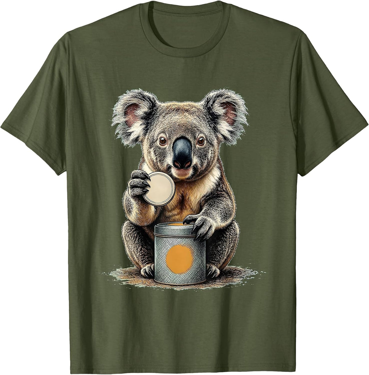 Men's Koala Tea Lover Funny Cute Animal Humor T-Shirt - Olive Green