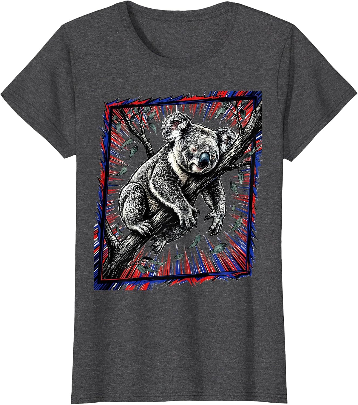 Women's Sleeping Koala Comic Book Animal Lover Gift T-Shirt - Dark Heather Grey