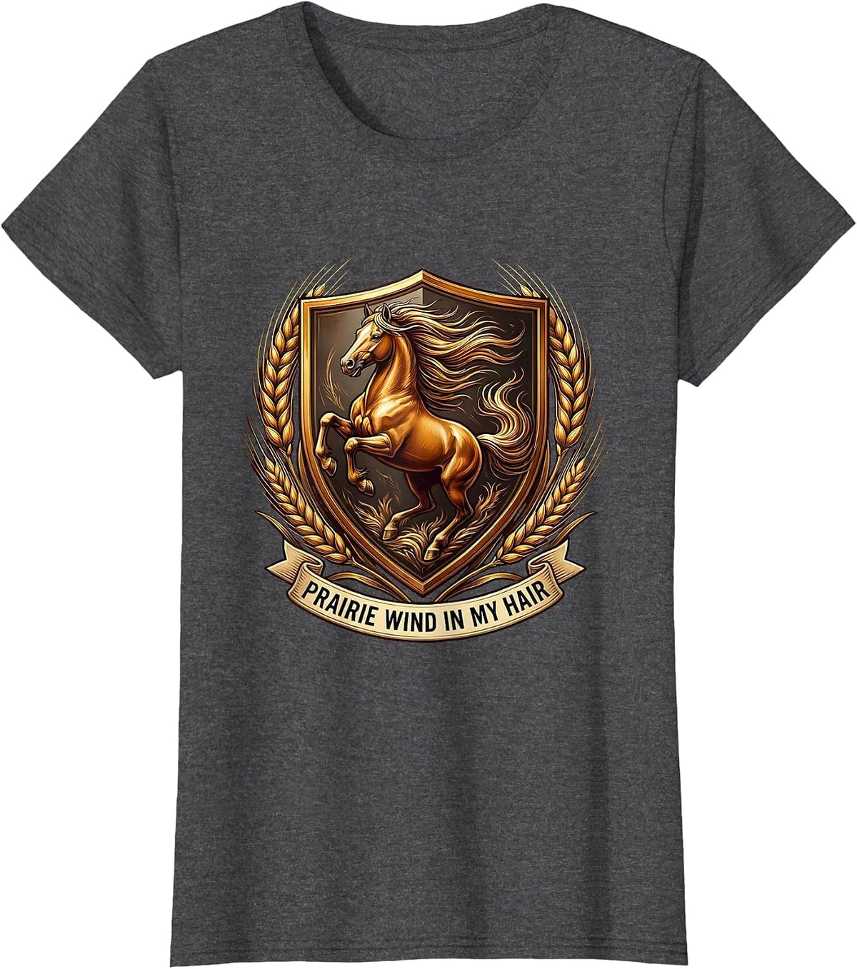 Women's Prairie Wind In My Hair Western Design T-Shirt - Dark Heather Grey