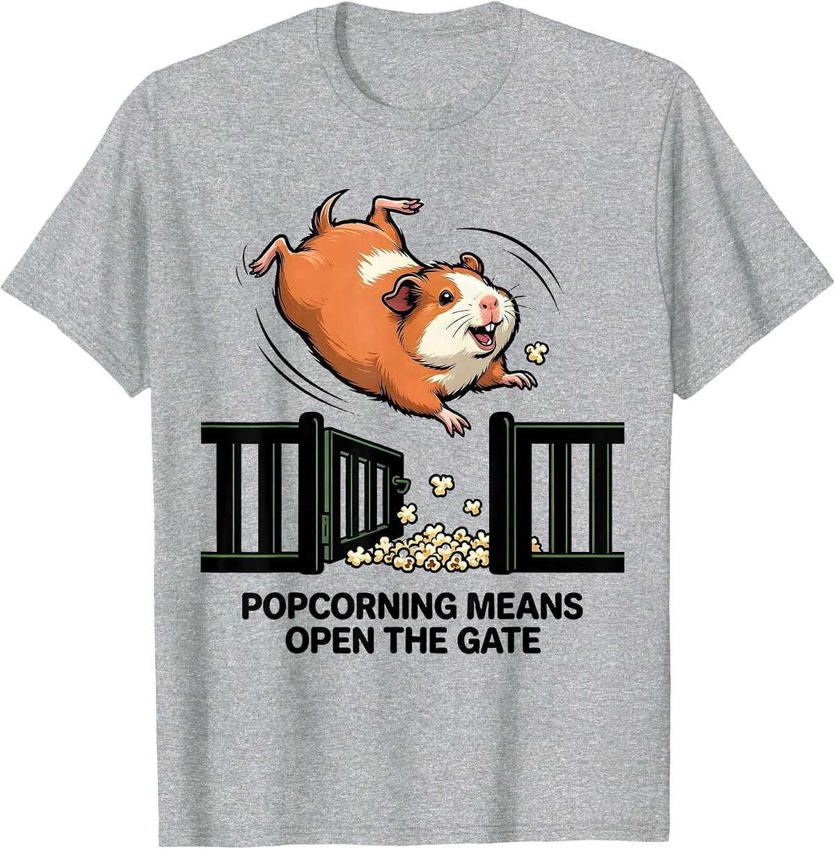 Men's Popcorning Means Open The Gate Funny Guinea Pig Pet Lover T-Shirt - Heather Grey
