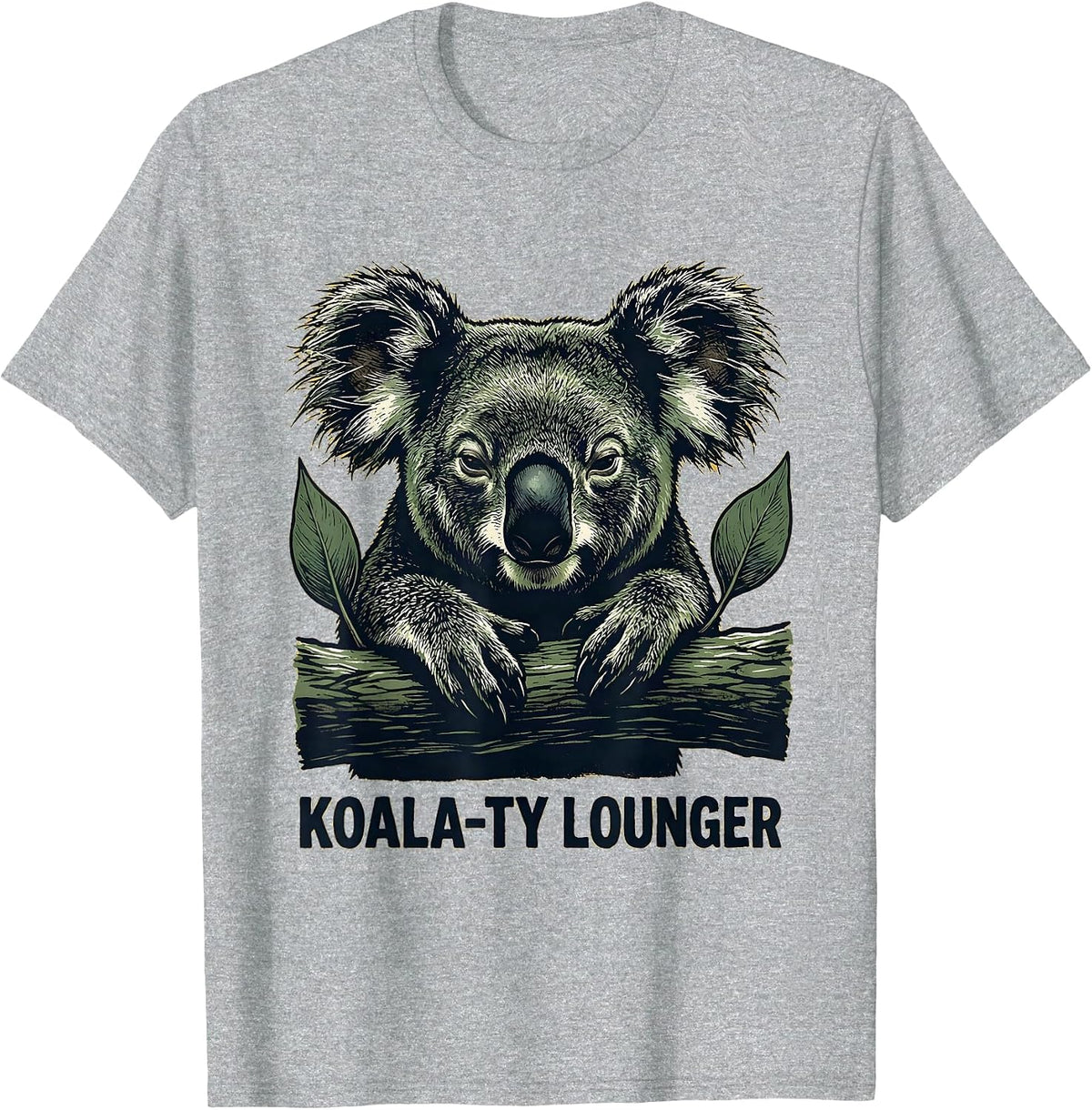 Men's Koala-ty Lounger Cute Koala Lover Animal Humor Novelty T-Shirt - Heather Grey