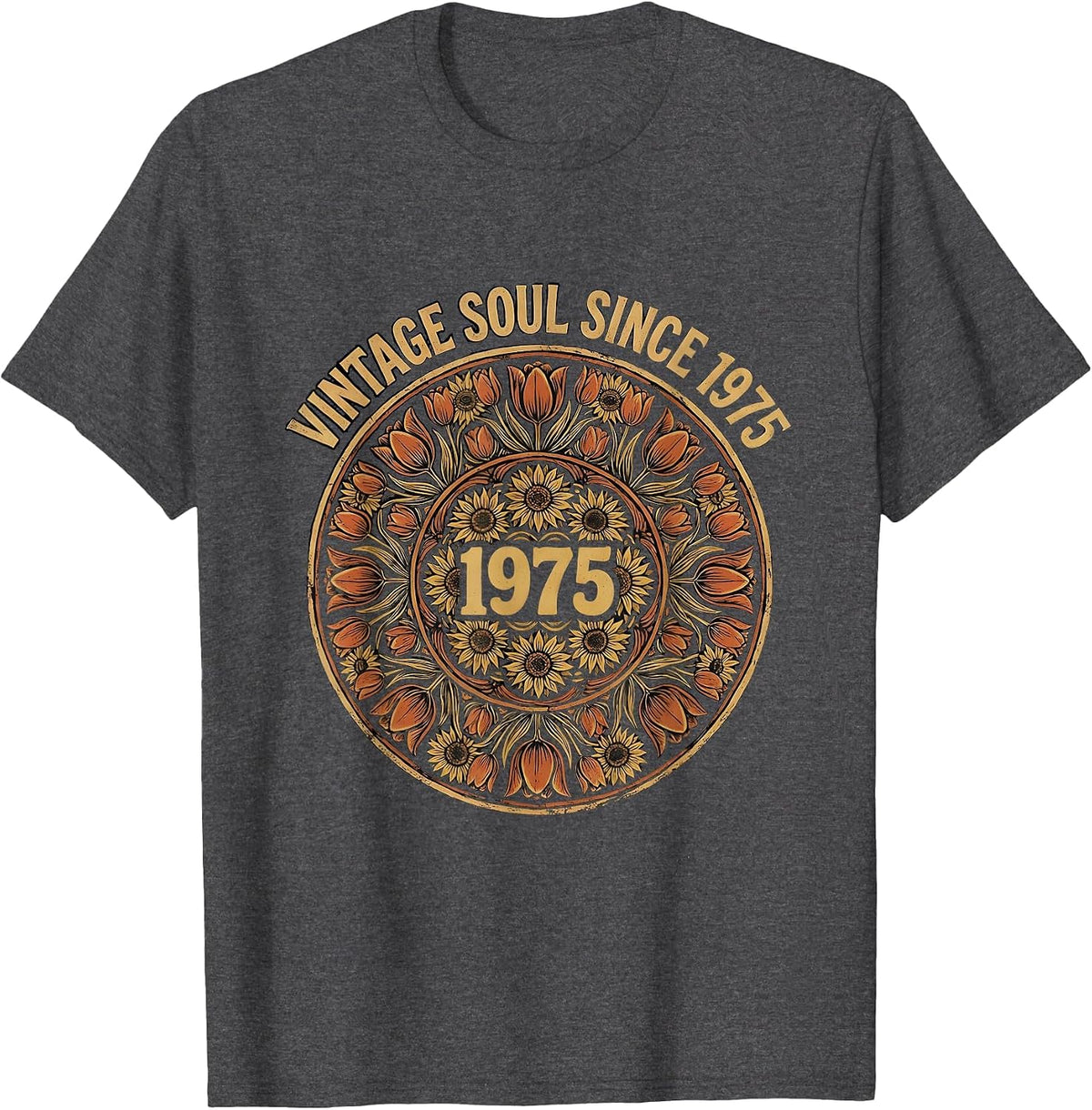 Vintage Soul Since 1975 Classic Birthday Design T-Shirt - Dark Heather Grey