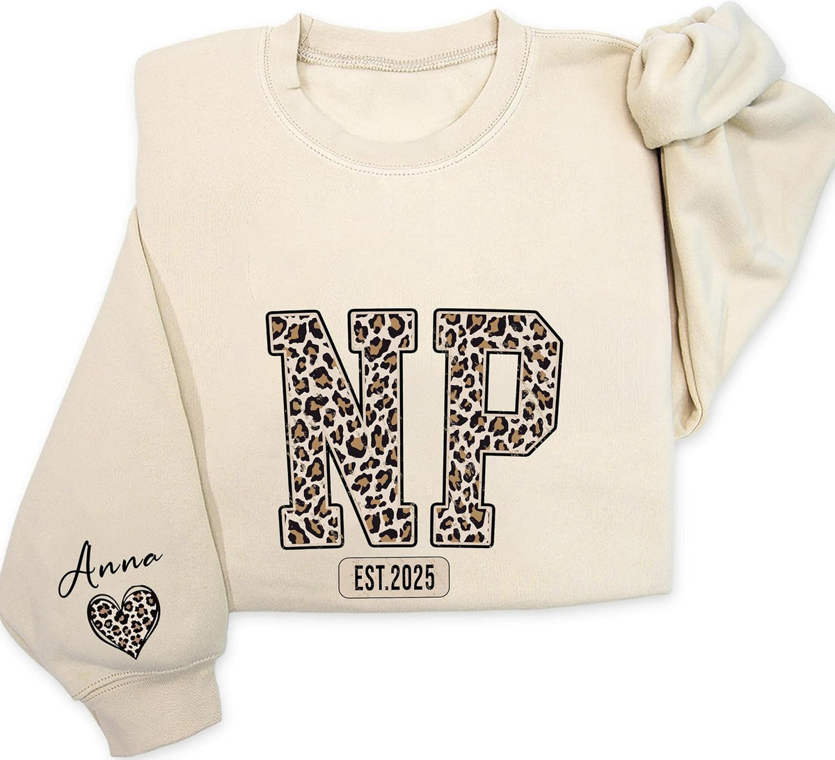 Personalized Nurse Sweatshirt, Custom Doctor Shirt with Name, Personalized Leopard Nurse Sweatshirt, RN Shirt - Np