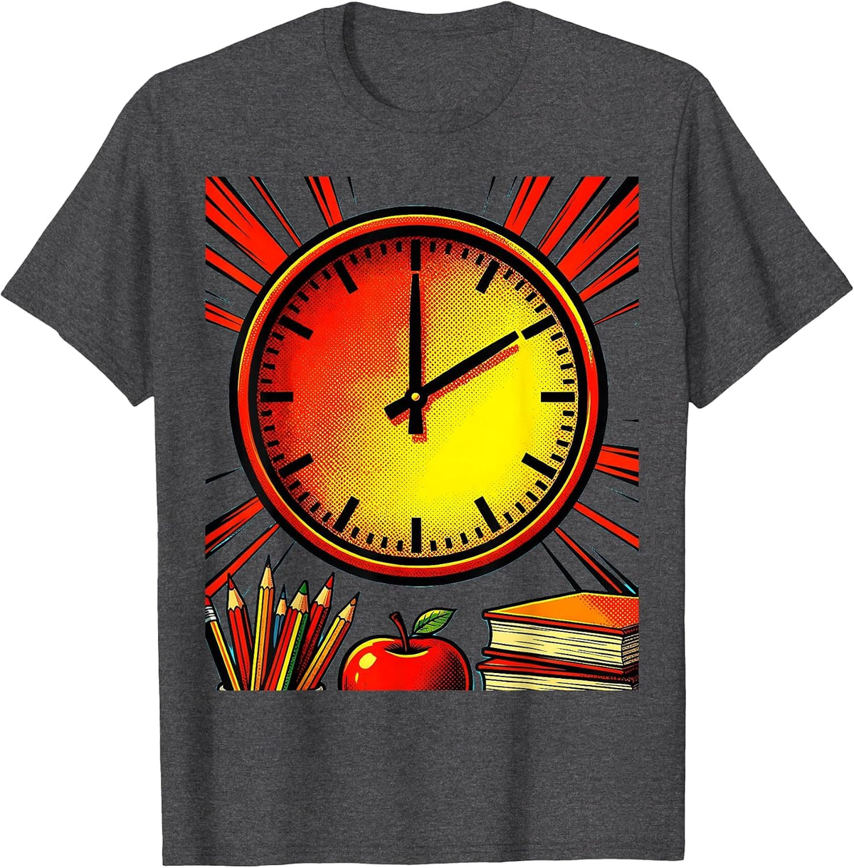 Middle School Teacher Three O'Clock Wall Clock Design T-Shirt - Dark Heather Grey