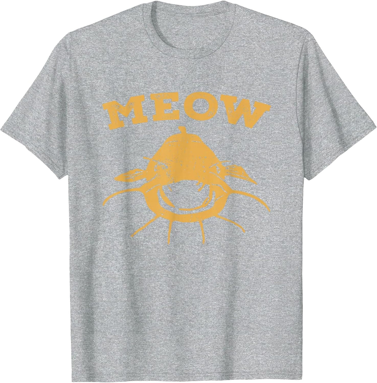 Catfish Fishing Meow Catfish T-Shirt - Heather Grey